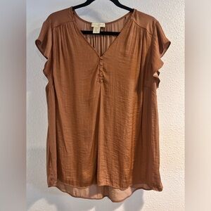 Cynthia Rowley Tan Blouse with Button Detail Size 1X